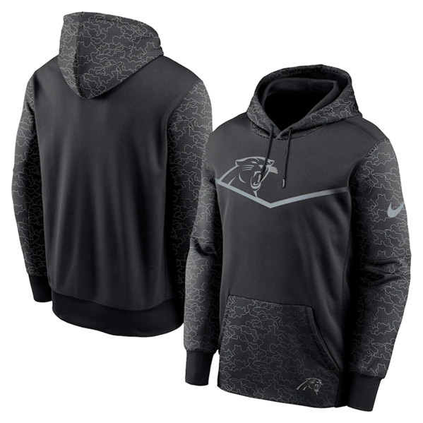 Men's Carolina Panthers Black Reflective Therma Hoodie - Click Image to Close